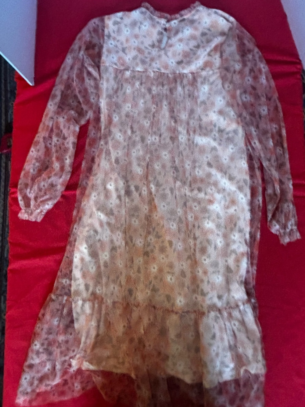 Girls Pink Floral Long-Sleeve Chiffon Dress